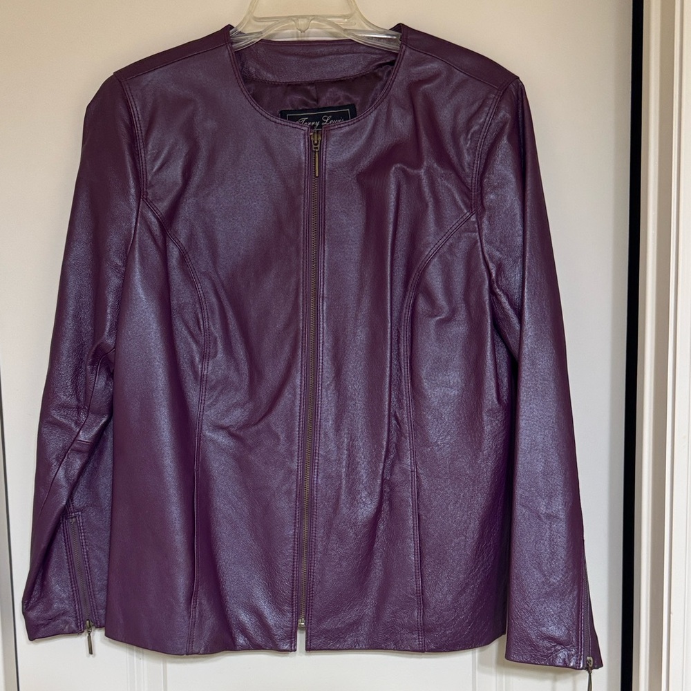 Terry Lewis Eggplant Purple Leather Jacket M